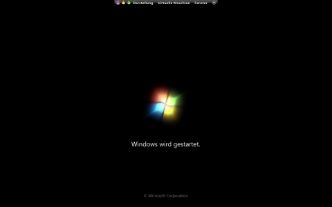 Windows 7 startet in VMware Fusion 3