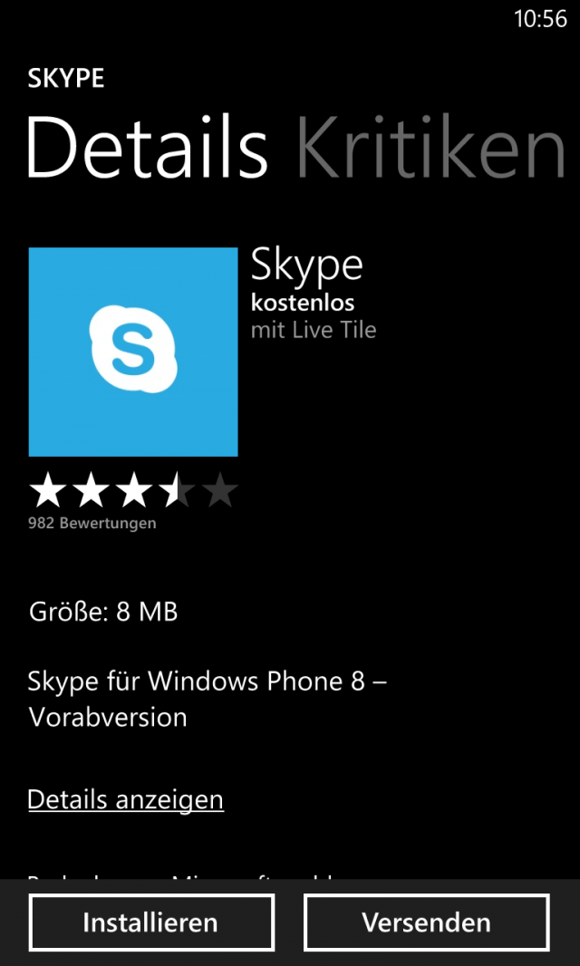 Skype Windows Phone Store