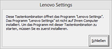 Lenovo Settings Hinweis
