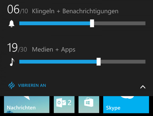 Windows Phone 8.1 Einstellung Lautstärke