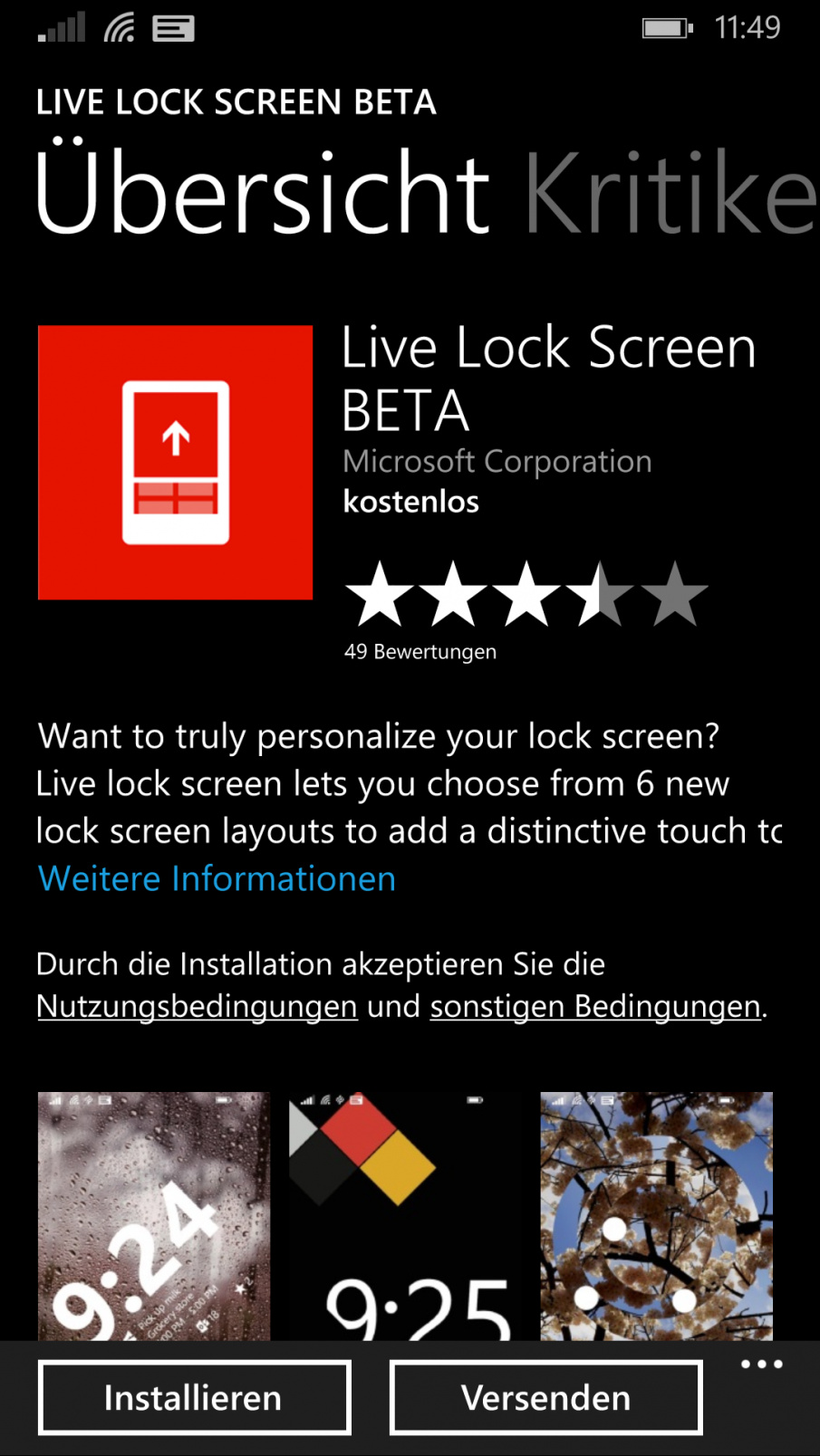 Live Lock Screen Beta im Store